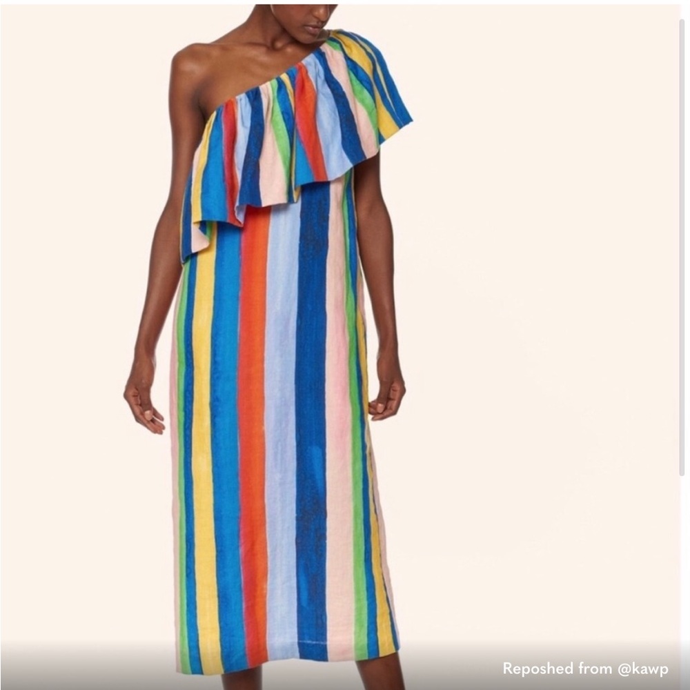 Mara Hoffman one shoulder watercolor dress
